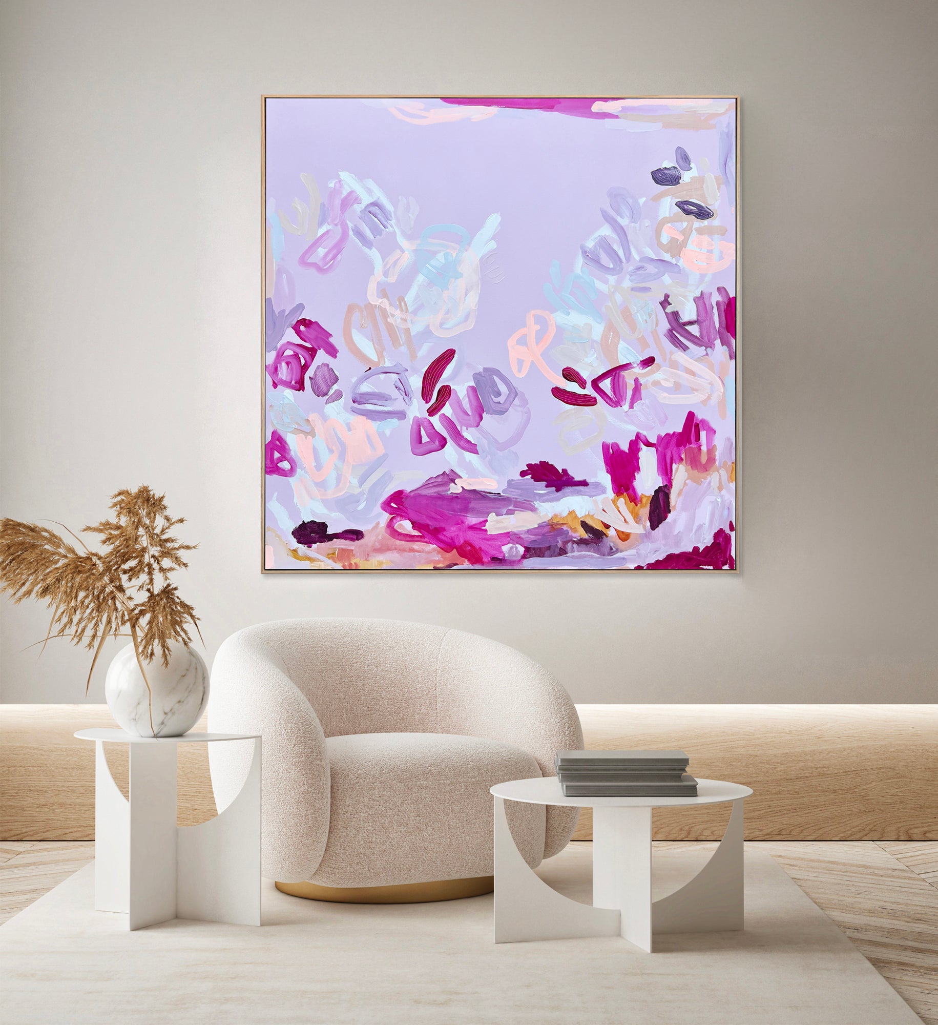 Australian abstract artist | pink peach painting | modern art | Perth artist