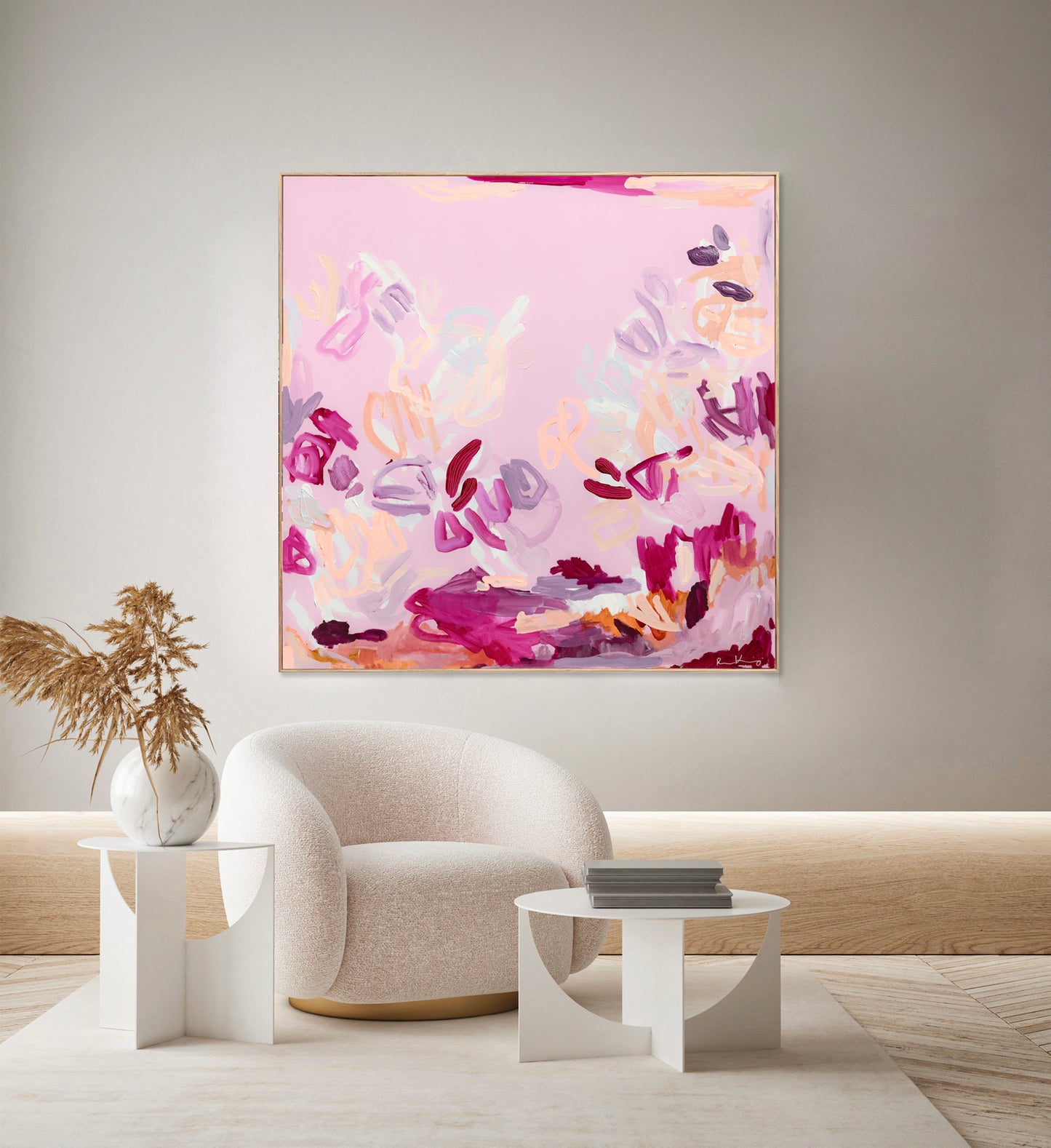Australian abstract artist | pink peach painting | modern art | Perth artist