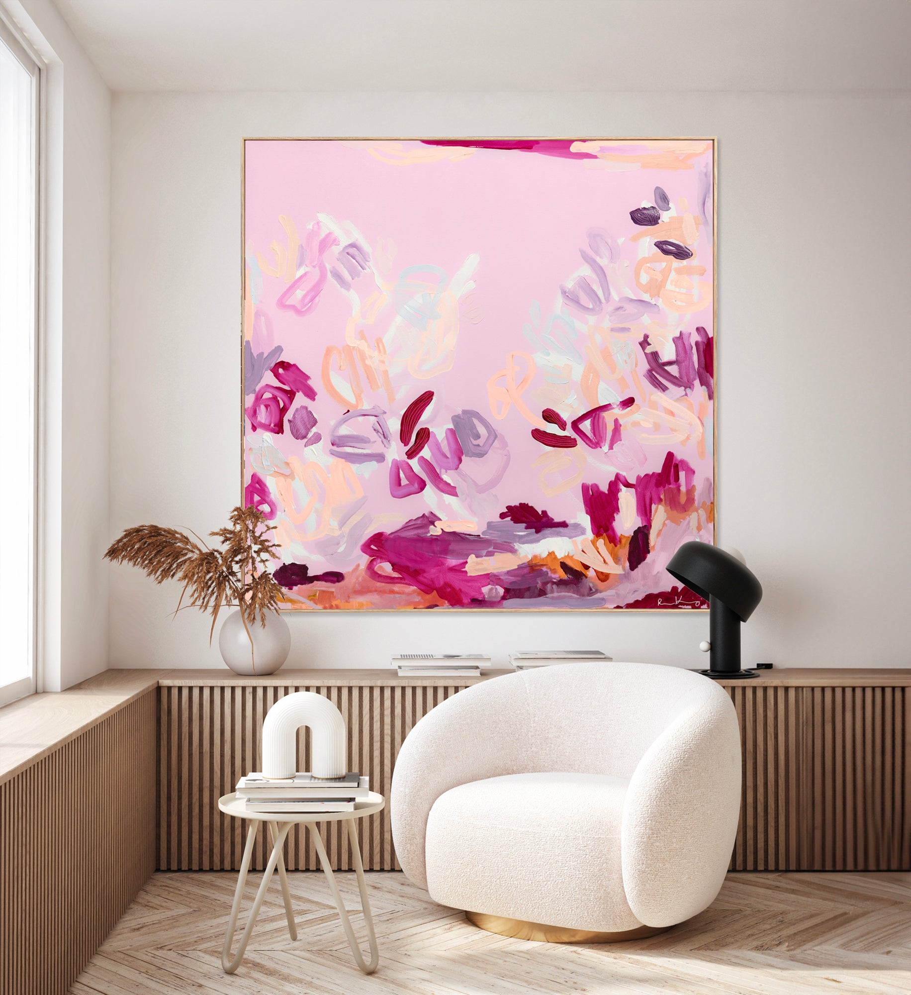 Australian abstract artist | pink peach painting | modern art | Perth artist
