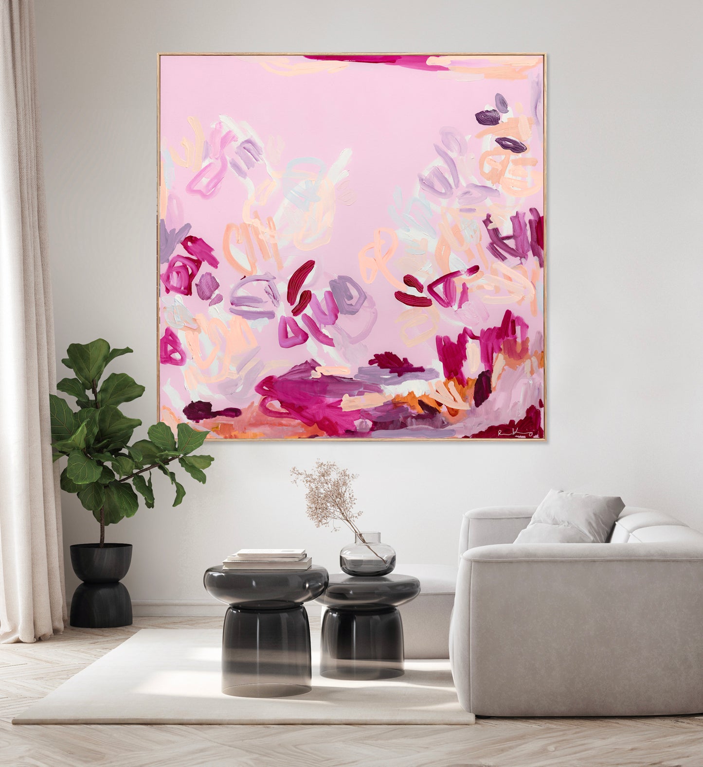 Australian abstract artist | pink peach painting | modern art | Perth artist