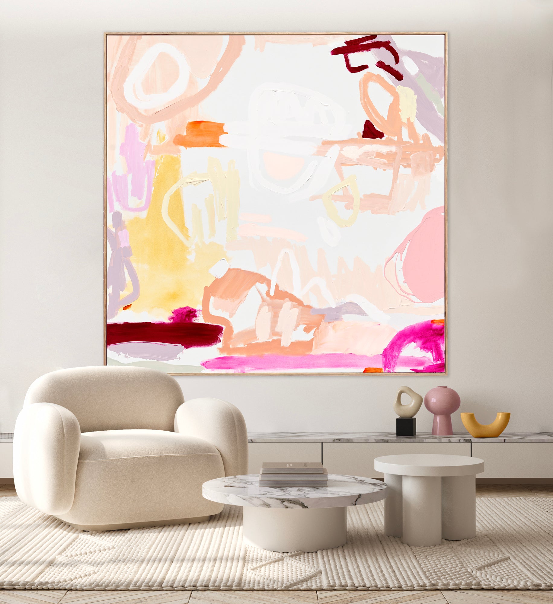 Australian abstract artist | large pink print | modern art | Perth artist