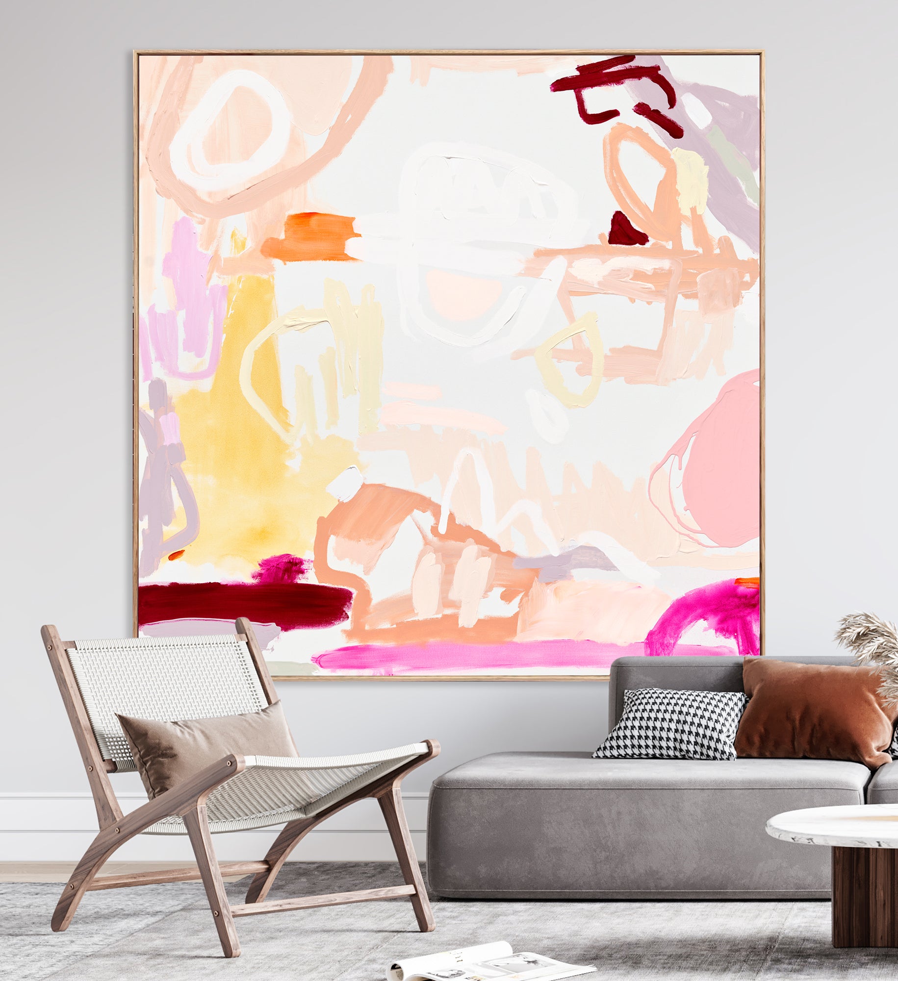 Australian abstract artist | large pink print | modern art | Perth artist