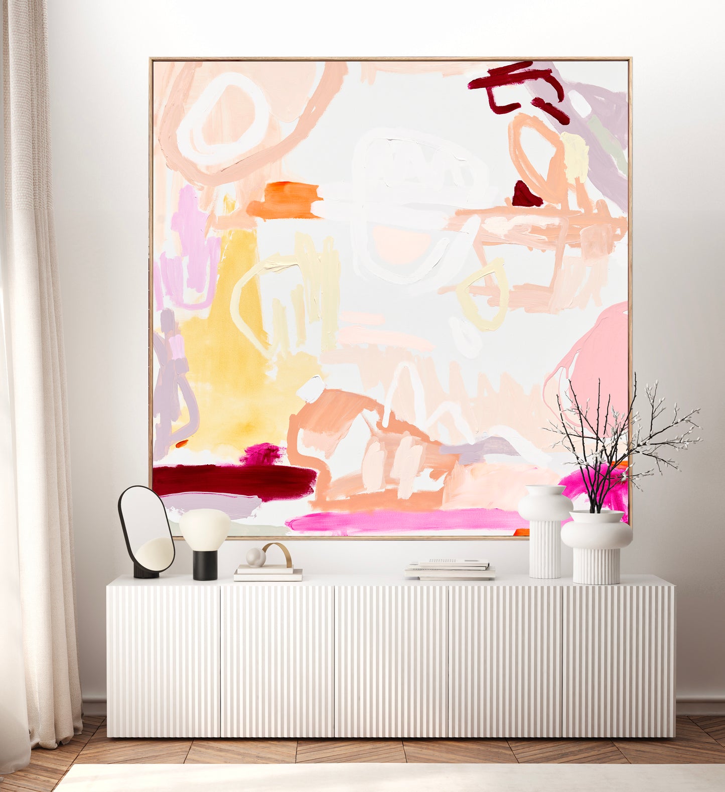 Australian abstract artist | large pink print | modern art | Perth artist