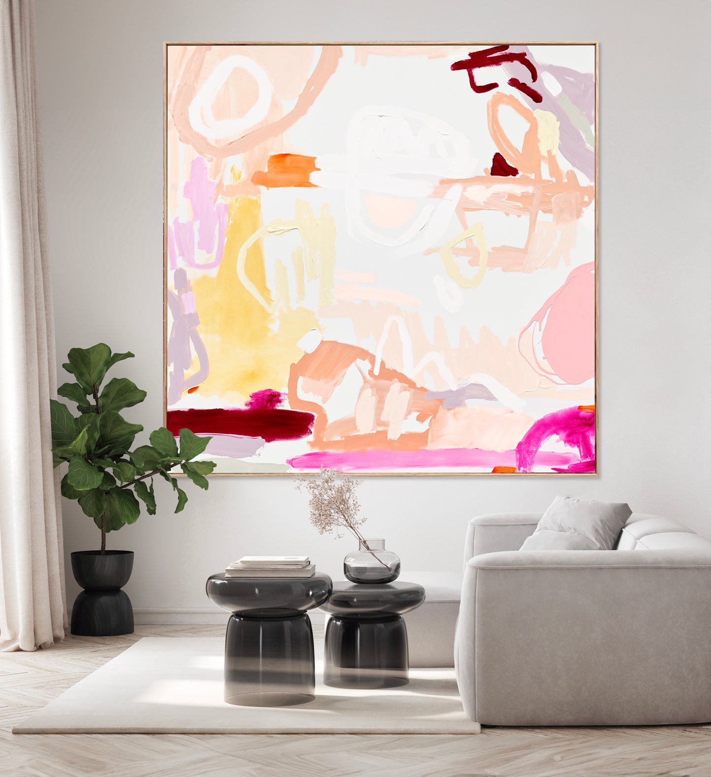 Australian abstract artist | large pink print | modern art | Perth artist