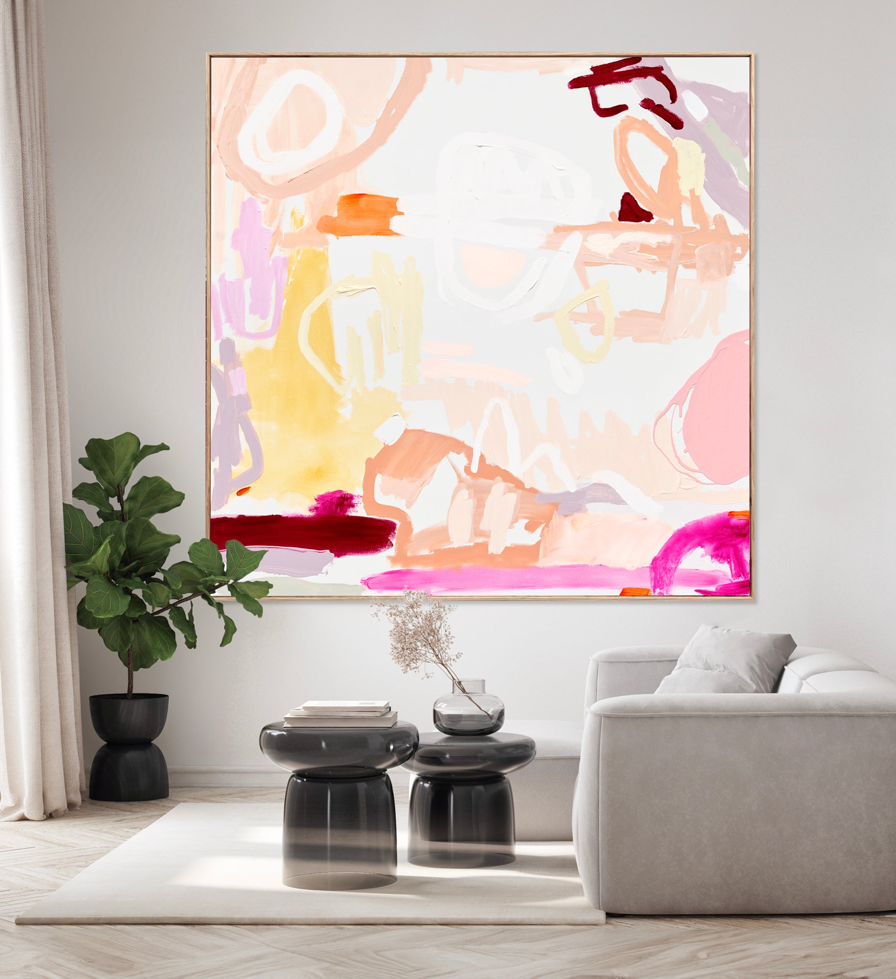 Australian abstract artist | large pink print | modern art | Perth artist