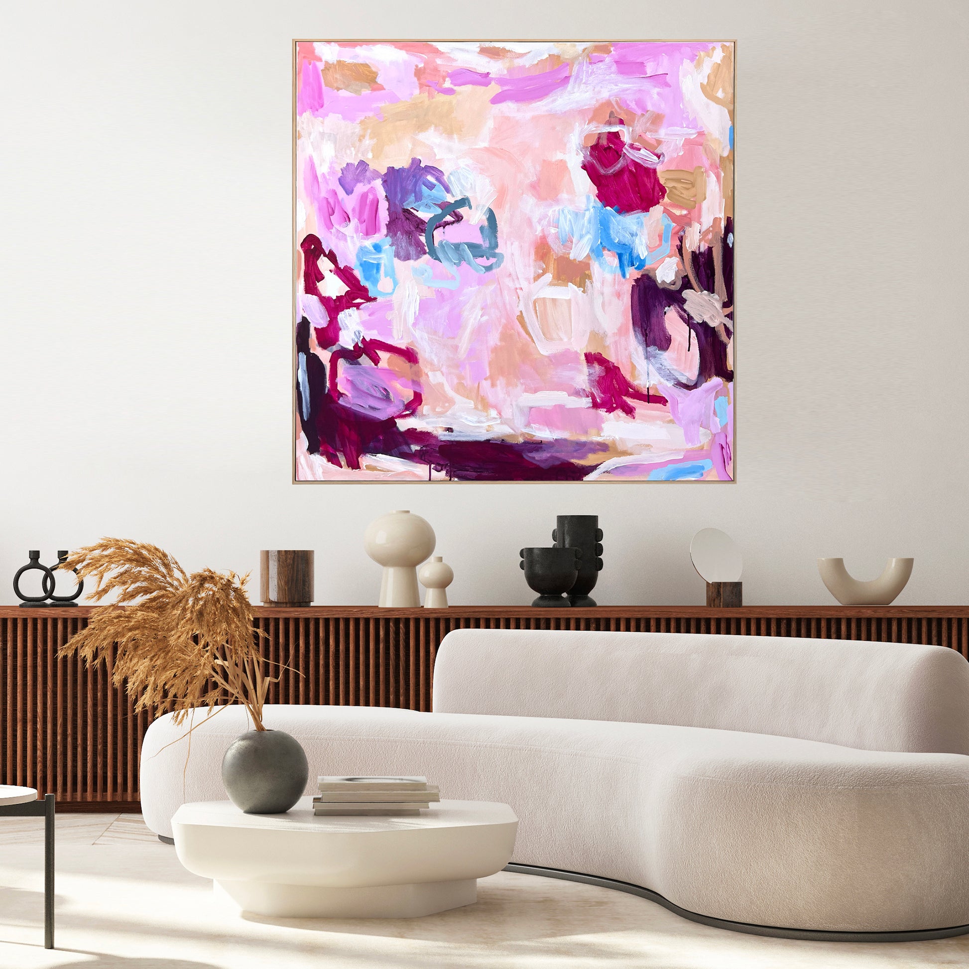 Australian abstract artist | pink peach painting | modern art | Perth artist
