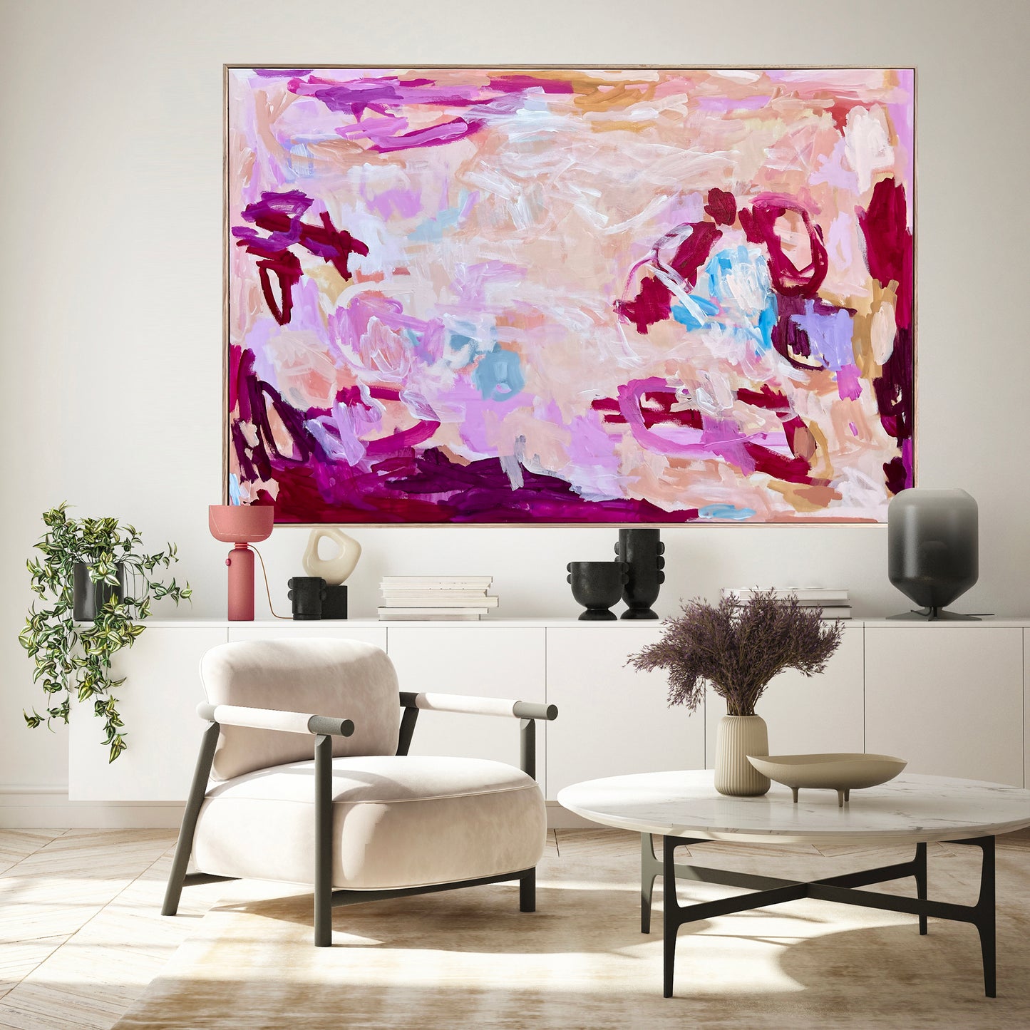 Australian abstract artist | pink peach painting | modern art | Perth artist