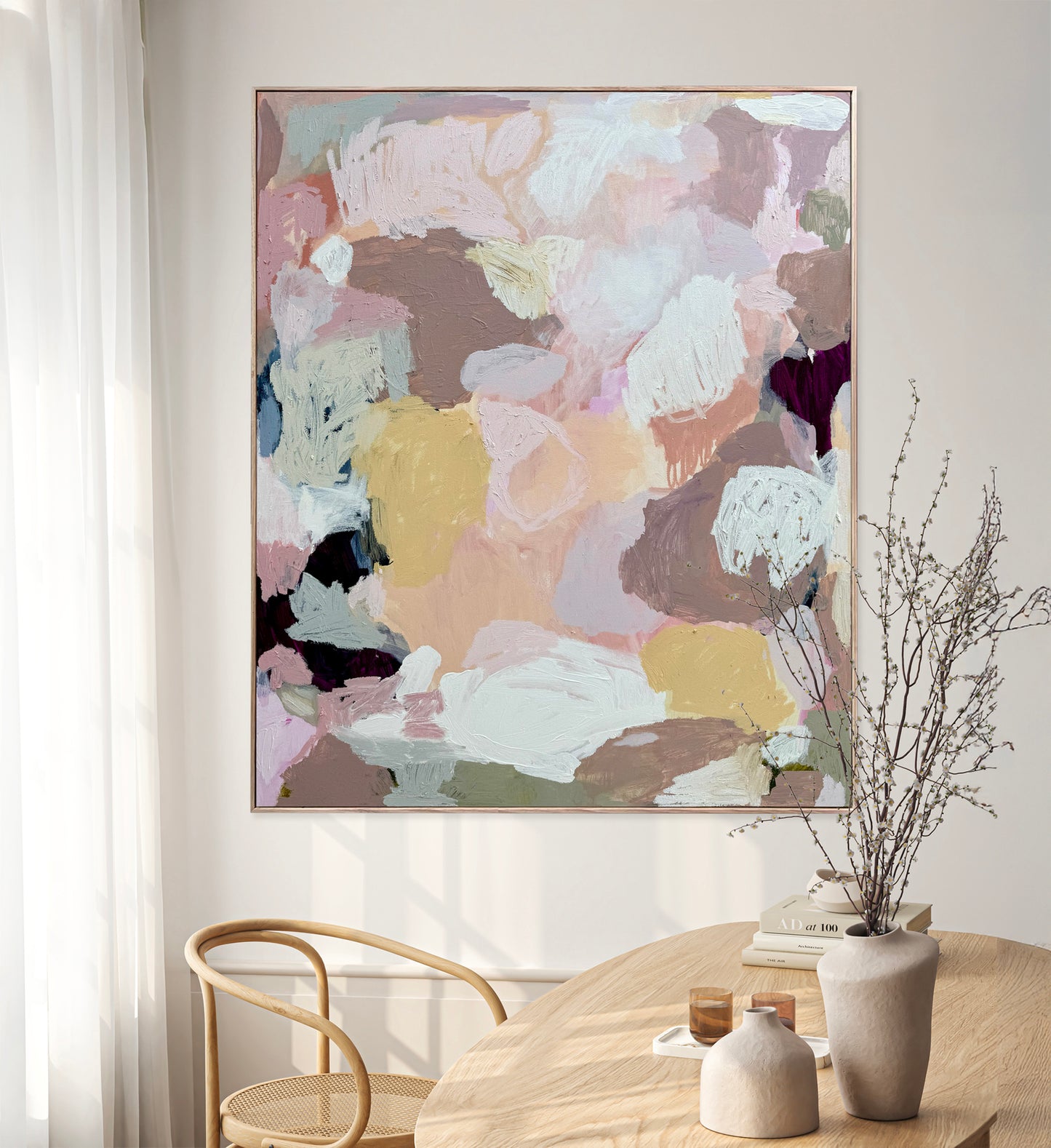 Australian abstract artist | pink peach painting | modern art | Perth artist