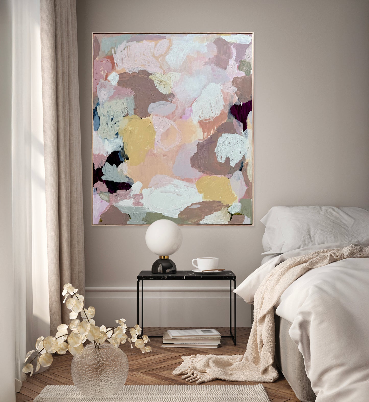 Australian abstract artist | pink peach painting | modern art | Perth artist