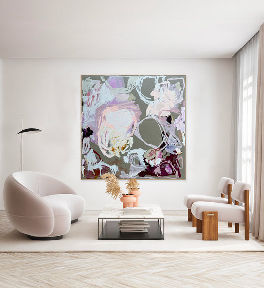 Australian abstract artist | pink peach painting | modern art | Perth artist