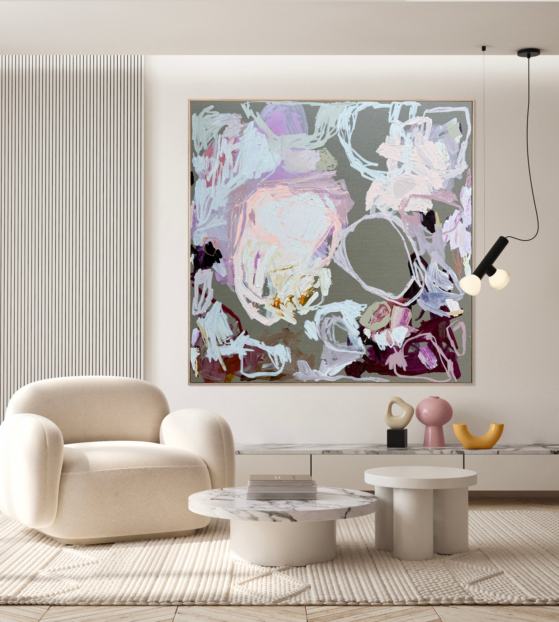 Australian abstract artist | pink peach painting | modern art | Perth artist