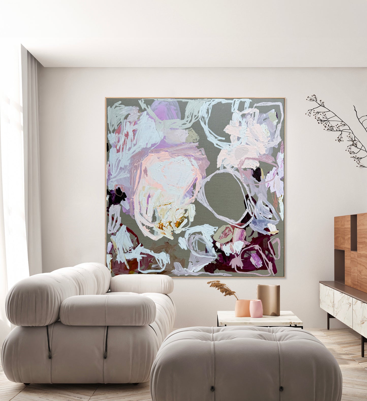 Australian abstract artist | pink peach painting | modern art | Perth artist