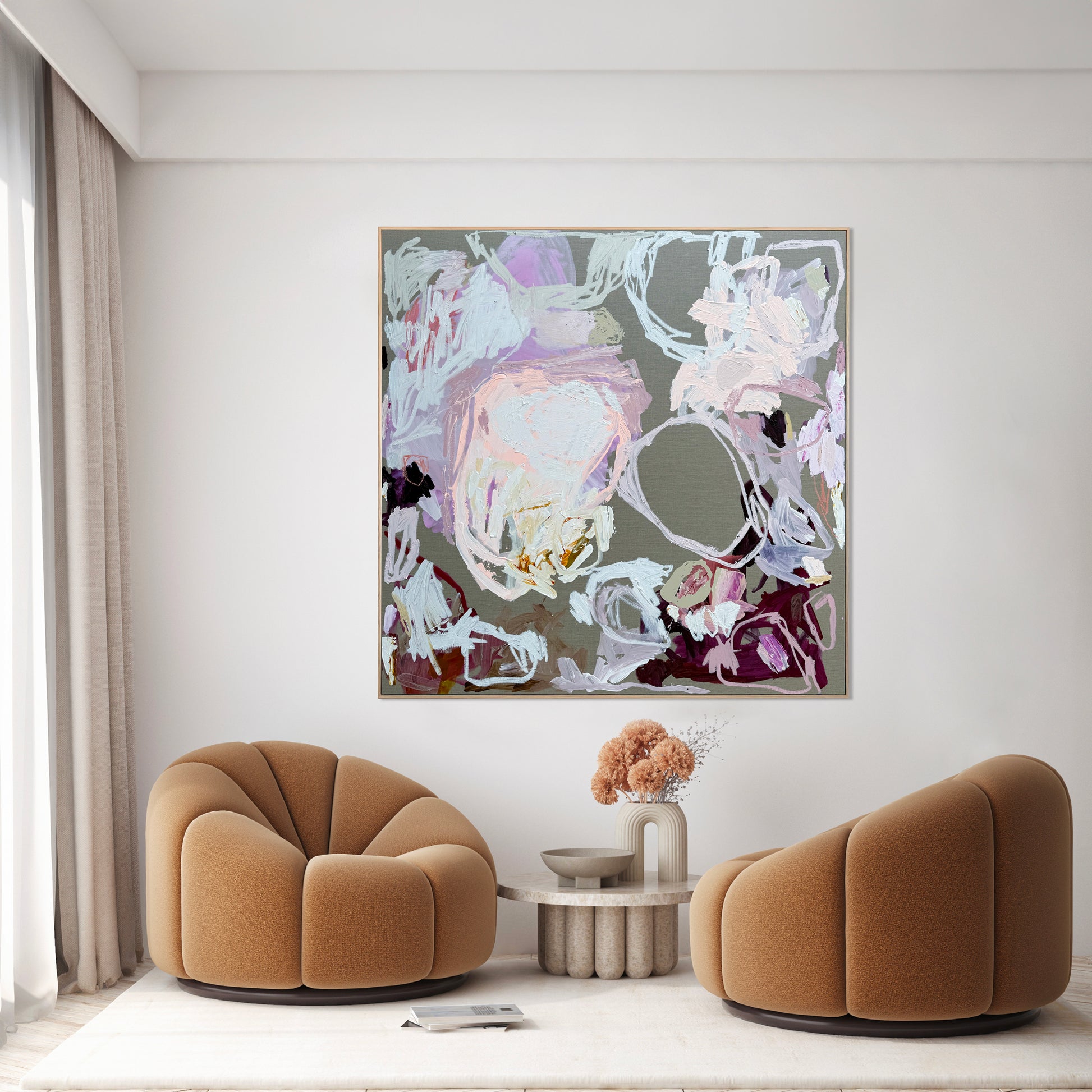 Australian abstract artist | pink peach painting | modern art | Perth artist