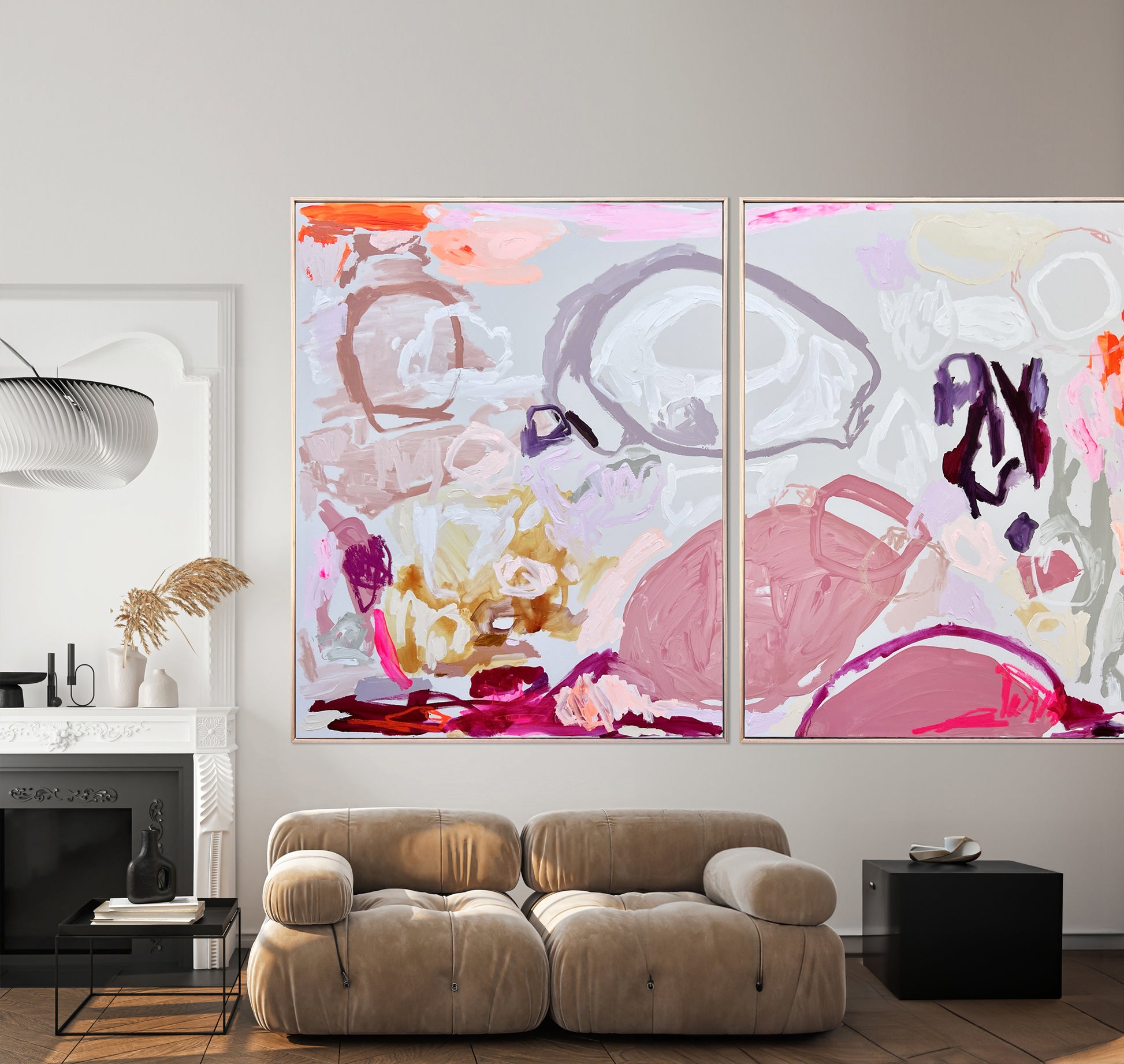 Australian abstract artist | large pink painting | modern art | Perth artist