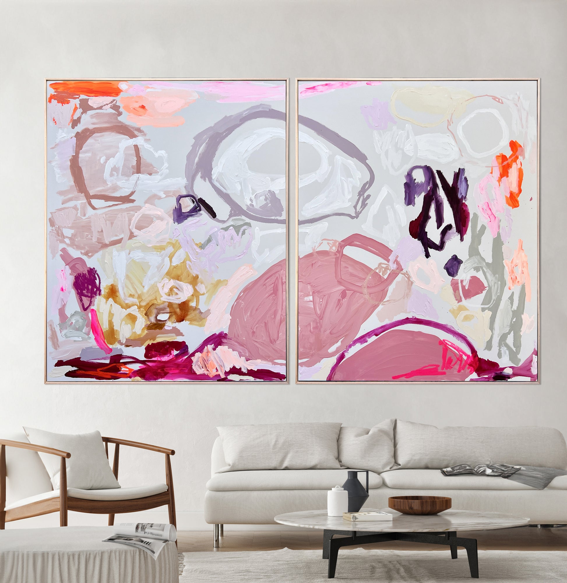 Australian abstract artist | large pink painting | modern art | Perth artist